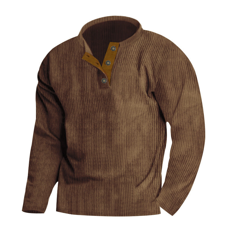 Herren Pullover mit strukturierter Oberfläche und Knopfleisten-Detail ModeGeist