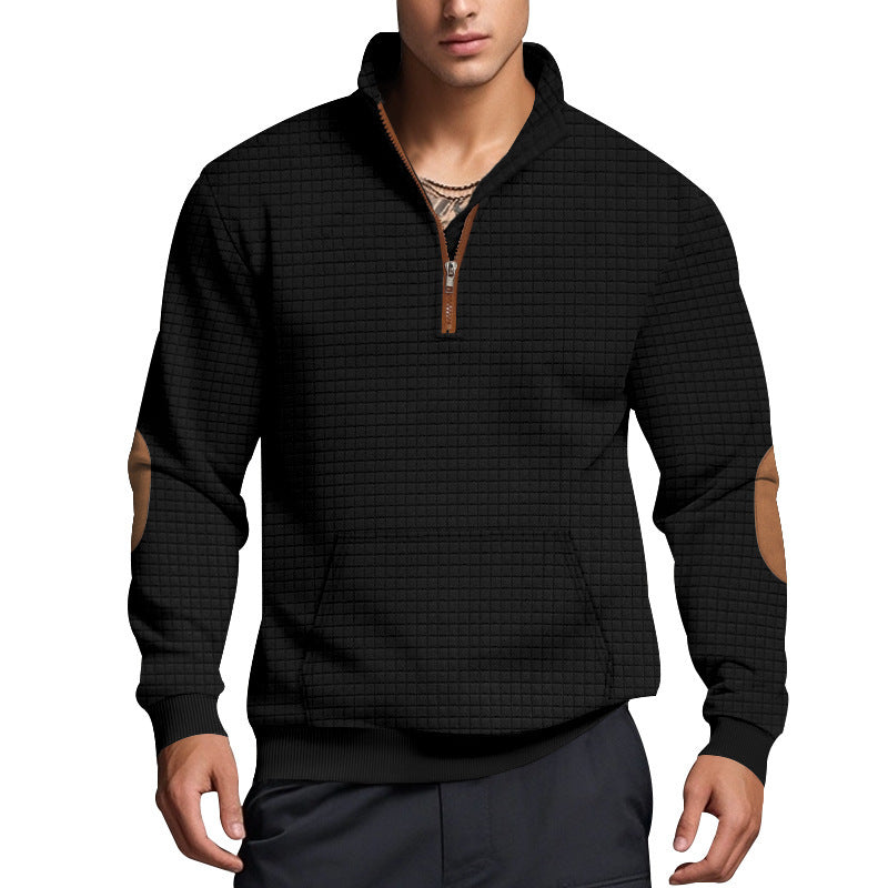 Herren strukturierter Fleece-Pullover mit modischem Stehkragen ModeGeist