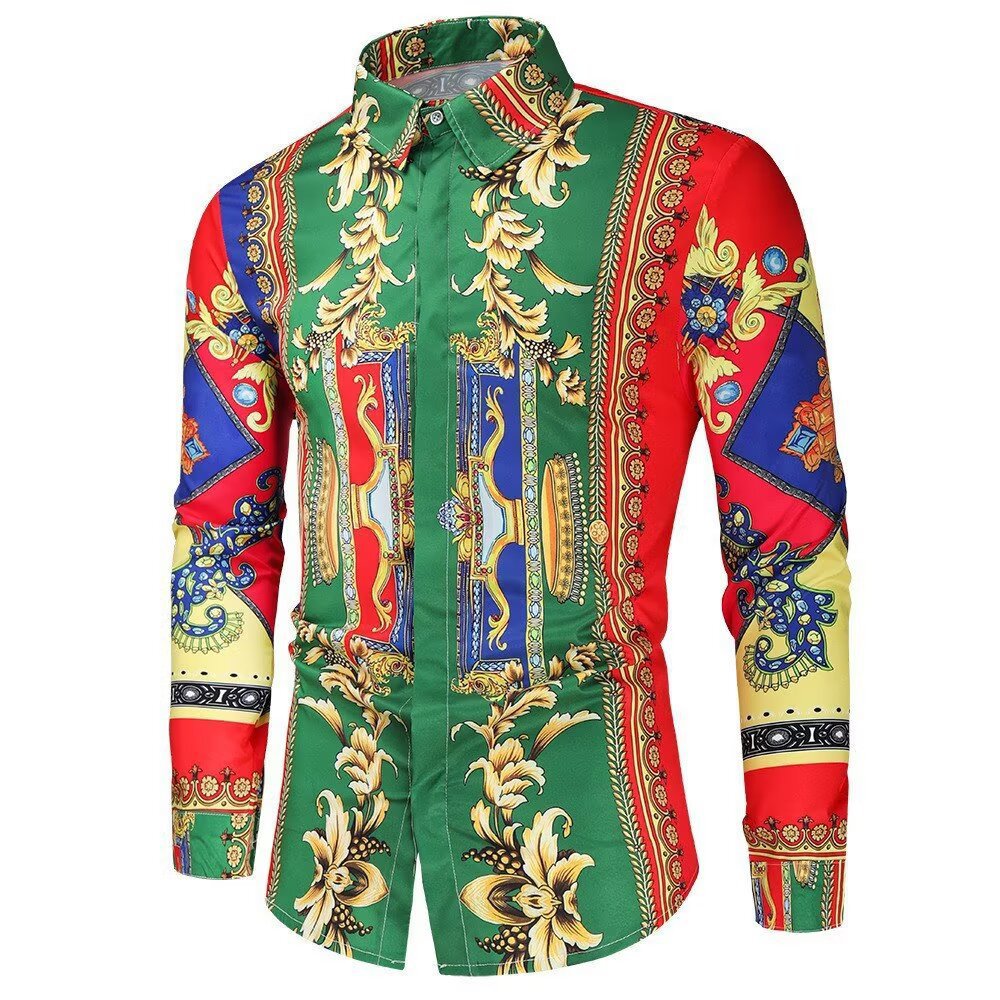 Herren Langarmhemd mit extravagantem Barockmuster und moderner Passform ModeGeist