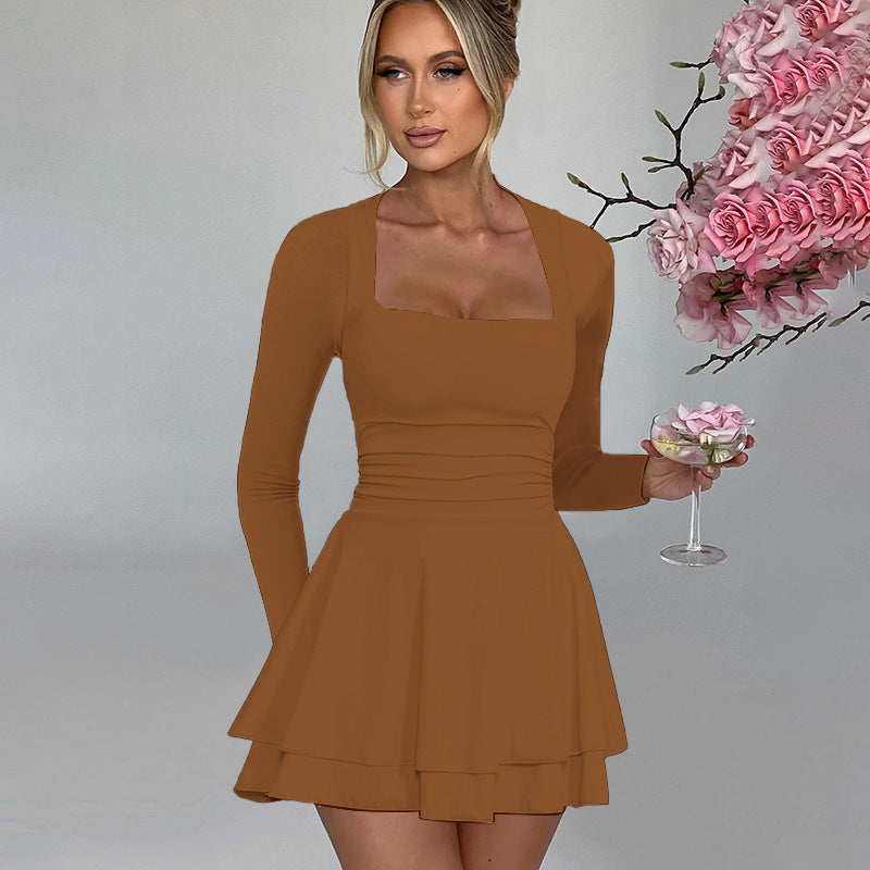 Damen Mini-Kleid mit langem Arm und verführerischem Rüschensaum ModeGeist