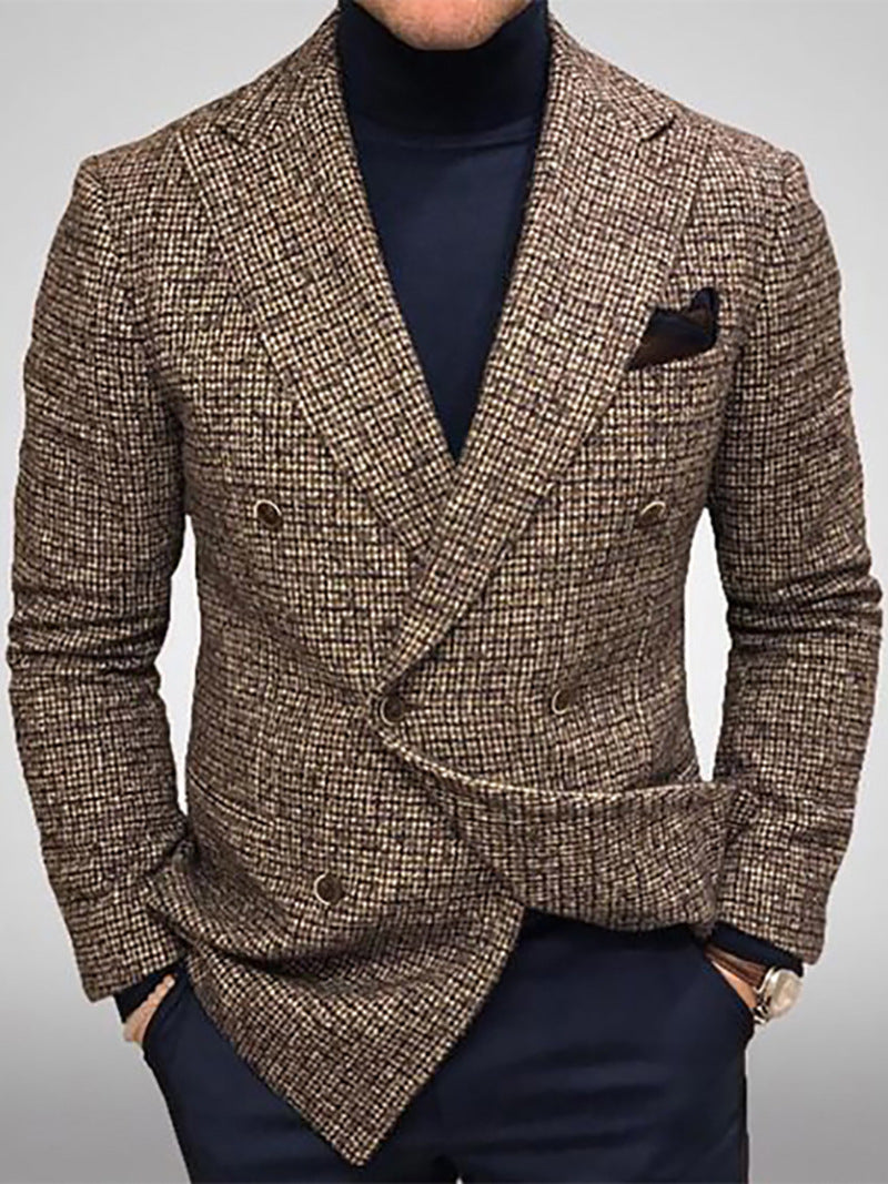 Herren eleganter, kariert Doppelreiher Blazer ModeGeist