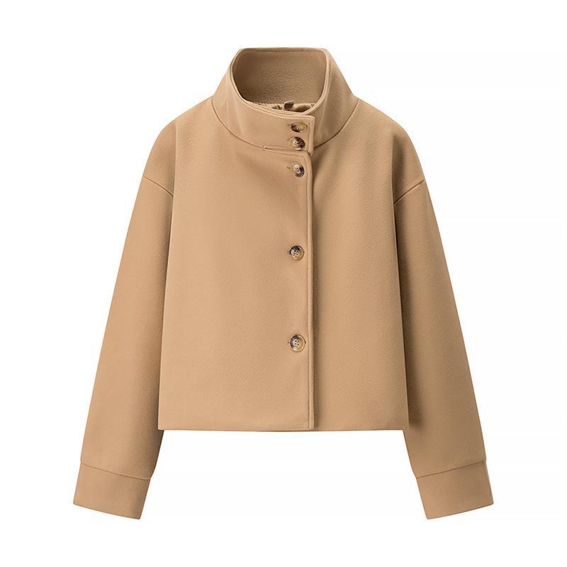 Damen modische Cropped-Jacke mit hohem Kragen und praktischen Knöpfen ModeGeist