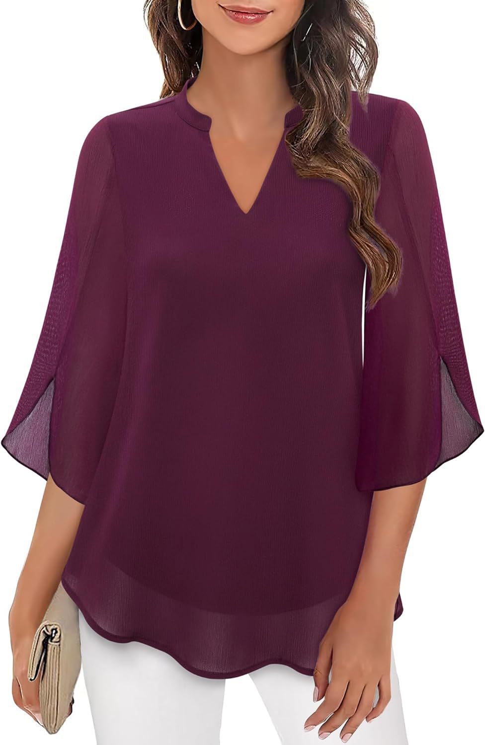 Damen luftige Bluse mit ausgestellten Ärmeln ModeGeist