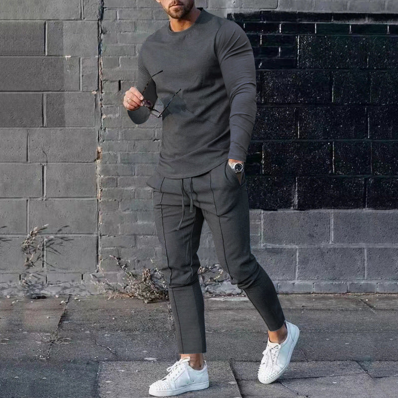 Herren Sportliches Langarmshirt und Chino Jogginghose Set ModeGeist
