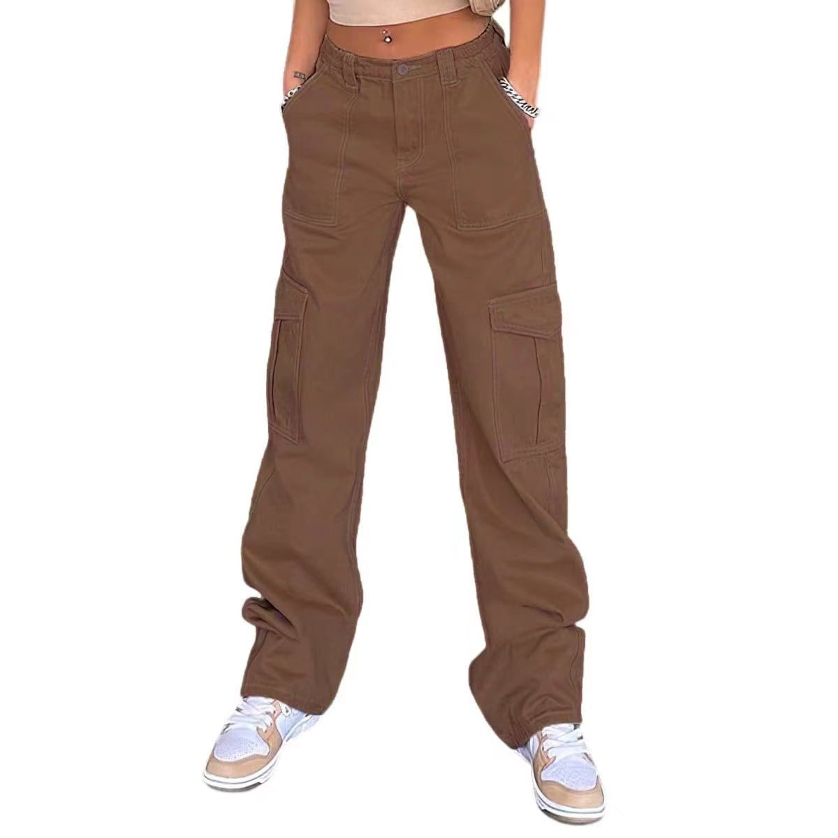 Damen Cargo-Hose mit praktischen Seitentaschen und weitem Schnitt ModeGeist