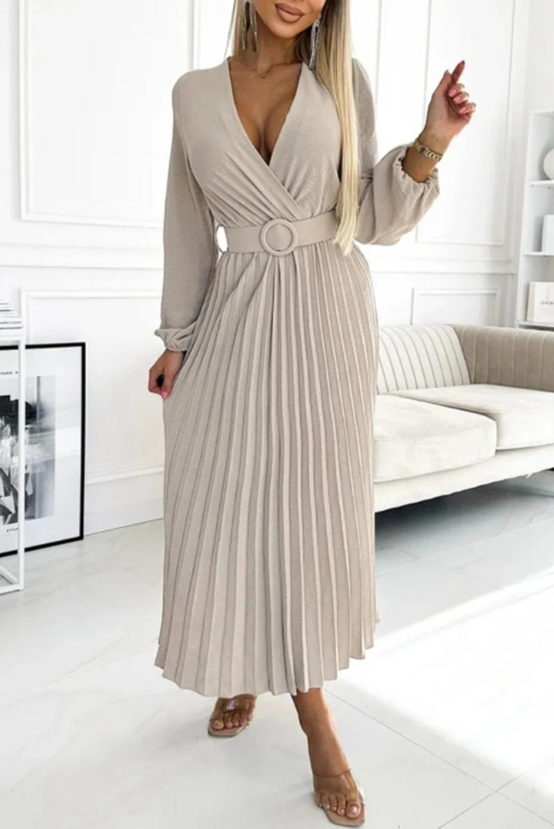 Elegantes Damen-Wickelkleid mit Plissee und Gürtel von MODEGEIST