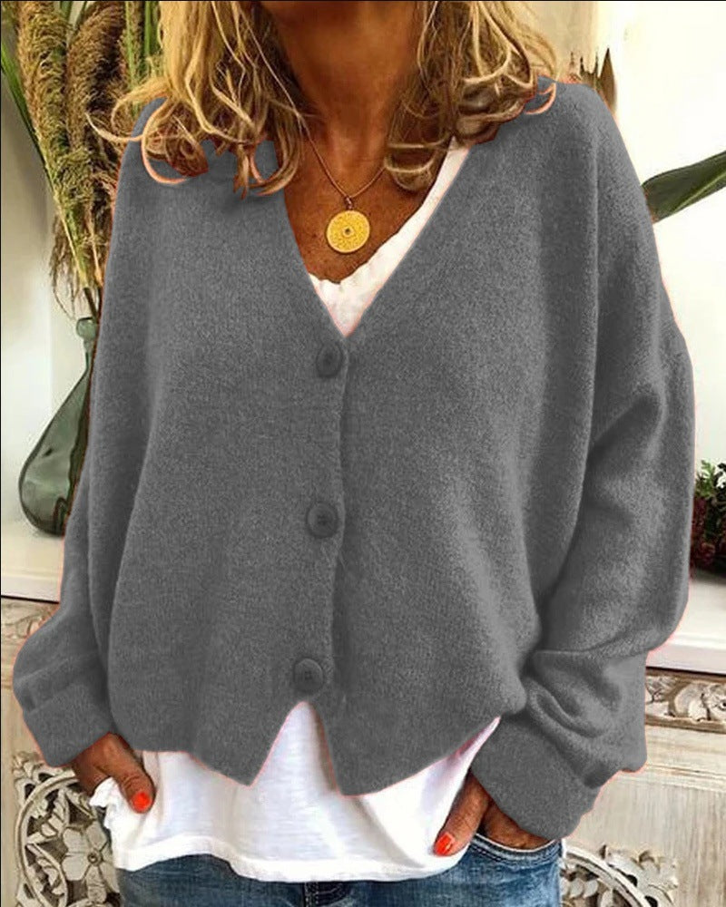 Damen Lässiger Strickcardigan mit offenem Design und knöpfbarem Verschluss ModeGeist