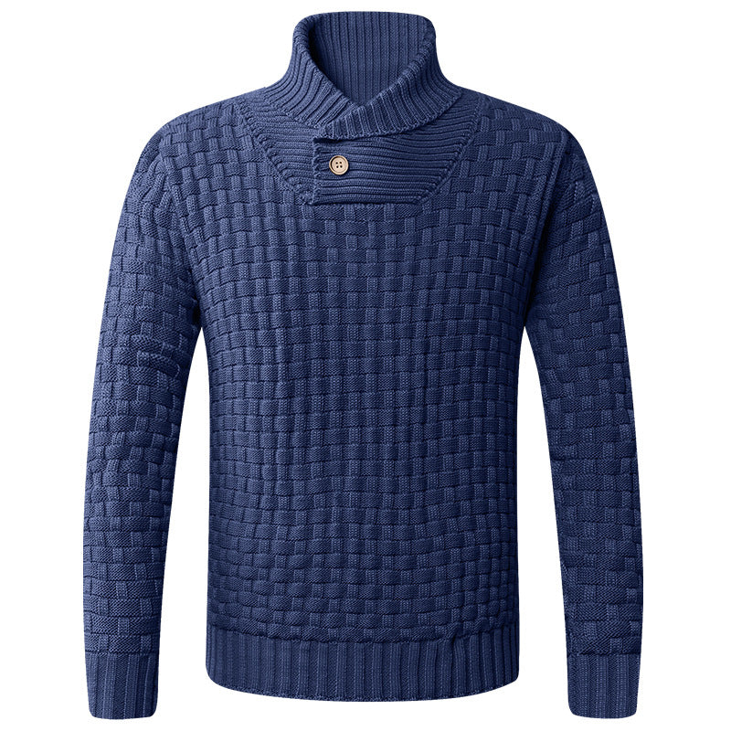 Herren Strickpullover mit modernem Schalkragen und Knopfdetails ModeGeist