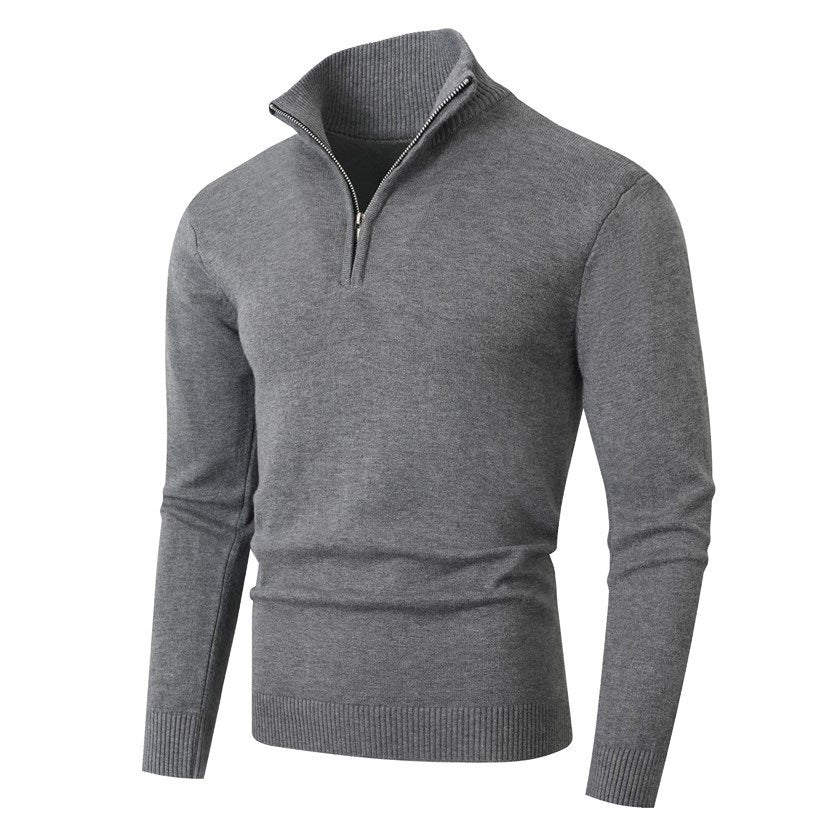 Herren Strickpullover mit modernem Stehkragen und hochwertigem Reißverschluss ModeGeist