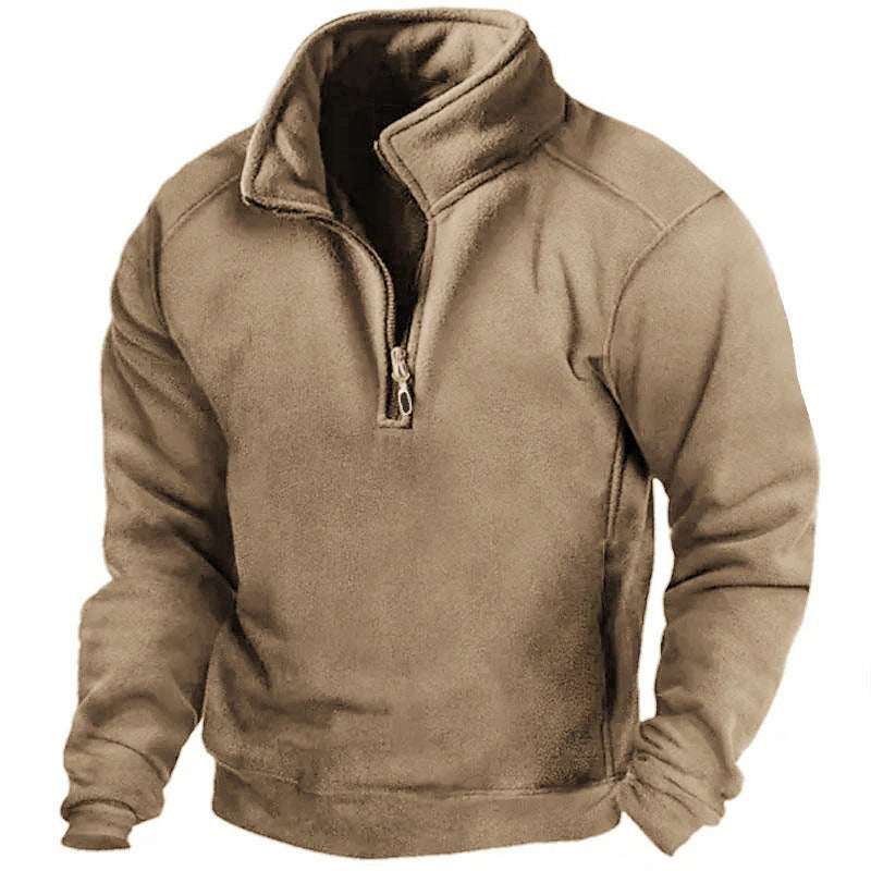 Herren Fleece-Pullover mit hohem Kragen und praktischen Reißverschluss ModeGeist