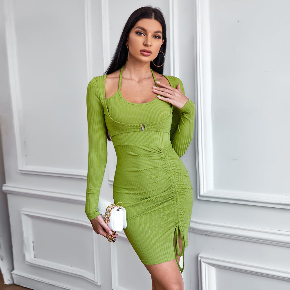 Fudus Gestricktes Minikleid mit langen Ärmeln