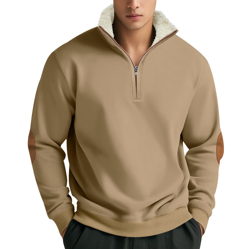 Herren Fleece Pullover mit Stehkragen und Kontrastdetails ModeGeist