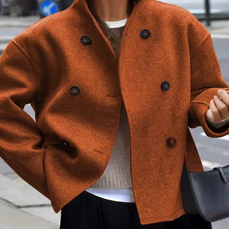 Damen Wolljacke mit doppelter Knopfleiste und weitem Schnitt ModeGeist
