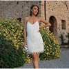 Damen Glitzerndes Abendkleid mit Federn und schimmernden Akzenten ModeGeist