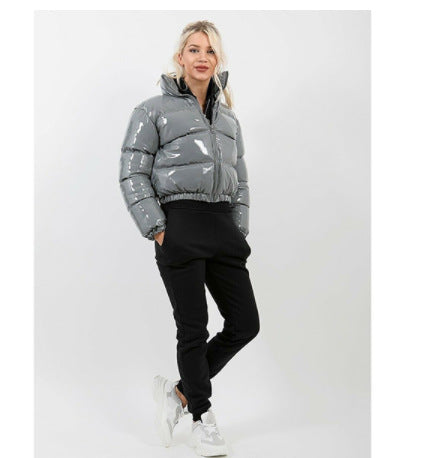 Damen modische kurze Steppjacke mit glänzendem Finish ModeGeist