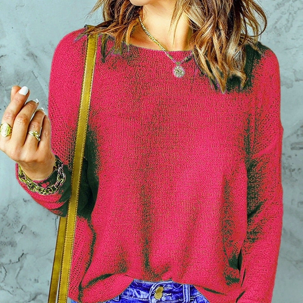 Damen Grober Strickpullover mit weitem Schnitt und dekorativem V-Ausschnitt ModeGeist