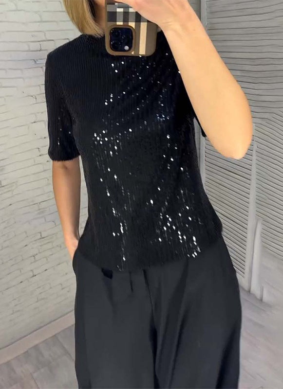 Modernes Damen-Top mit Pailletten und Rippstruktur von MODEGEIST