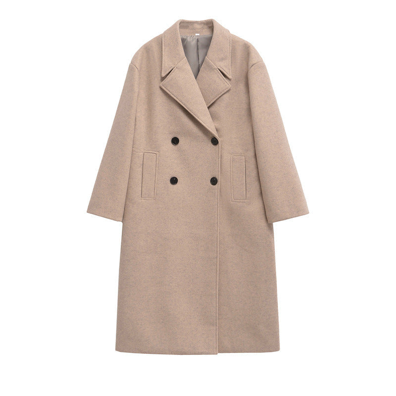 Damen Eleganter Übergrößen Doppelreiher-Wollmantel ModeGeist