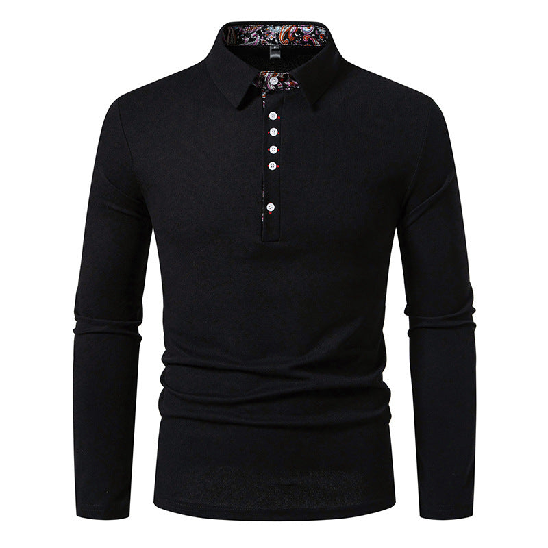 Herren Langarm Poloshirt mit außergewöhnlichem Kragen-Design ModeGeist