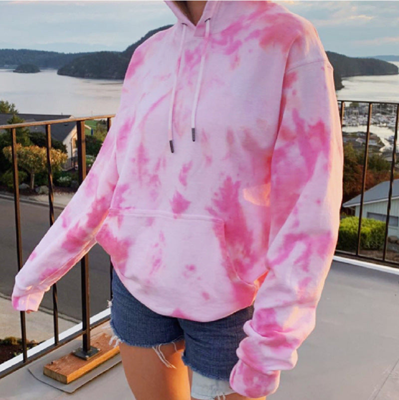 Damen Kapuzenpullover aus kuscheligem Material mit Batikdesign ModeGeist