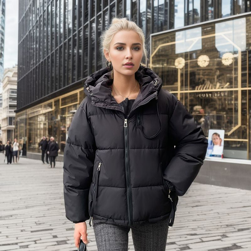 Damen modische Pufferjacke mit verstellbarer Kapuze und dicken Isolierungen ModeGeist