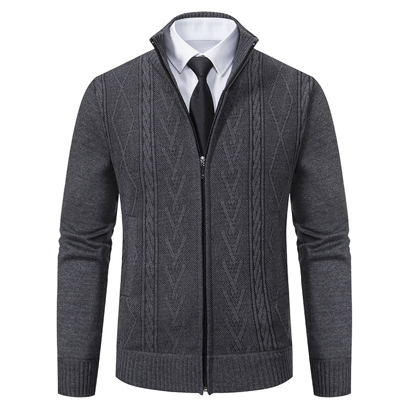 Herren Strickjacke mit modernem Zipper und eleganter Zopfstruktur ModeGeist