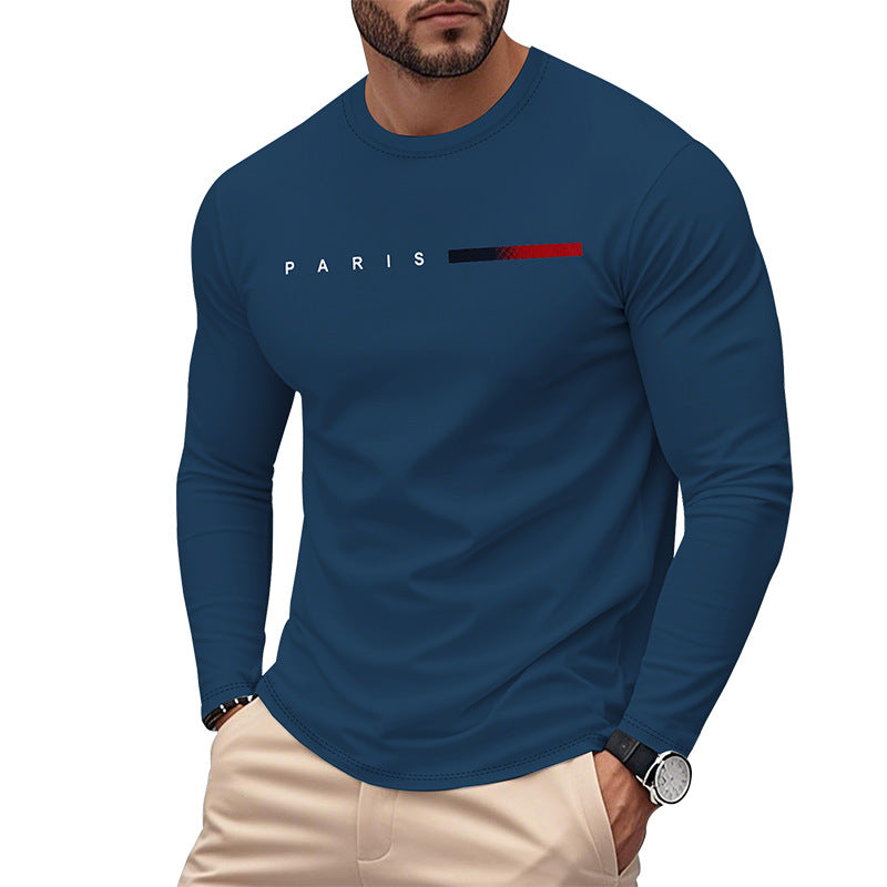 Herren Langarm T-Shirt mit modernem Paris-Druck und elastischem Saum ModeGeist