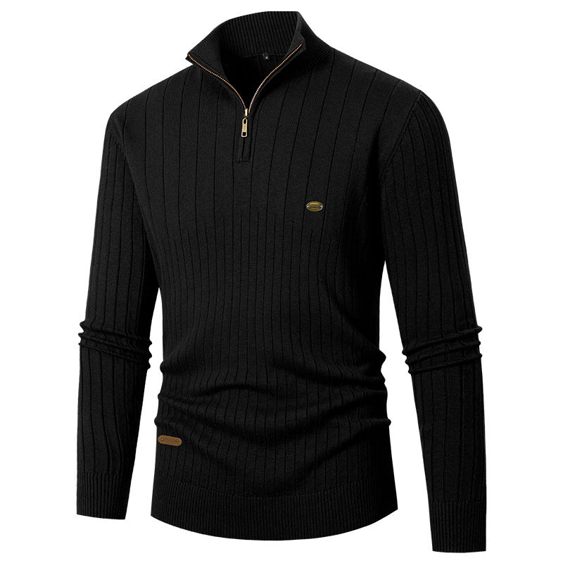Herren Pullover mit modernem Reißverschluss und Rippenstruktur ModeGeist