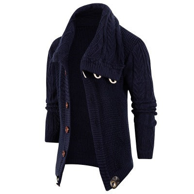 Herren Strickjacke mit Schalkragen und Holzknöpfen ModeGeist