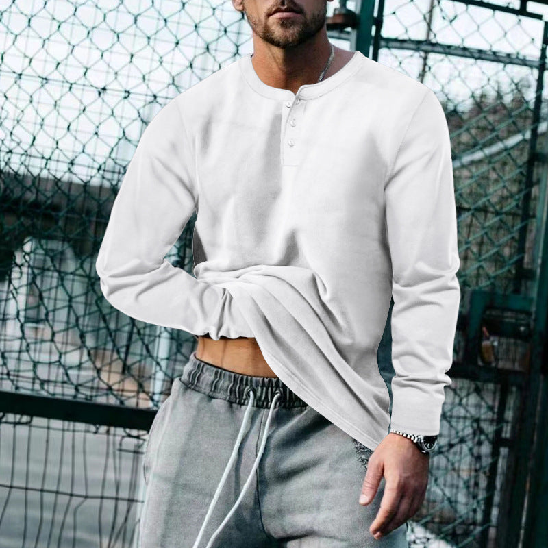 Herren Langarm-Henley-Shirt mit klassischem Knopfleisten-Design und weichem Baumwollmix ModeGeist