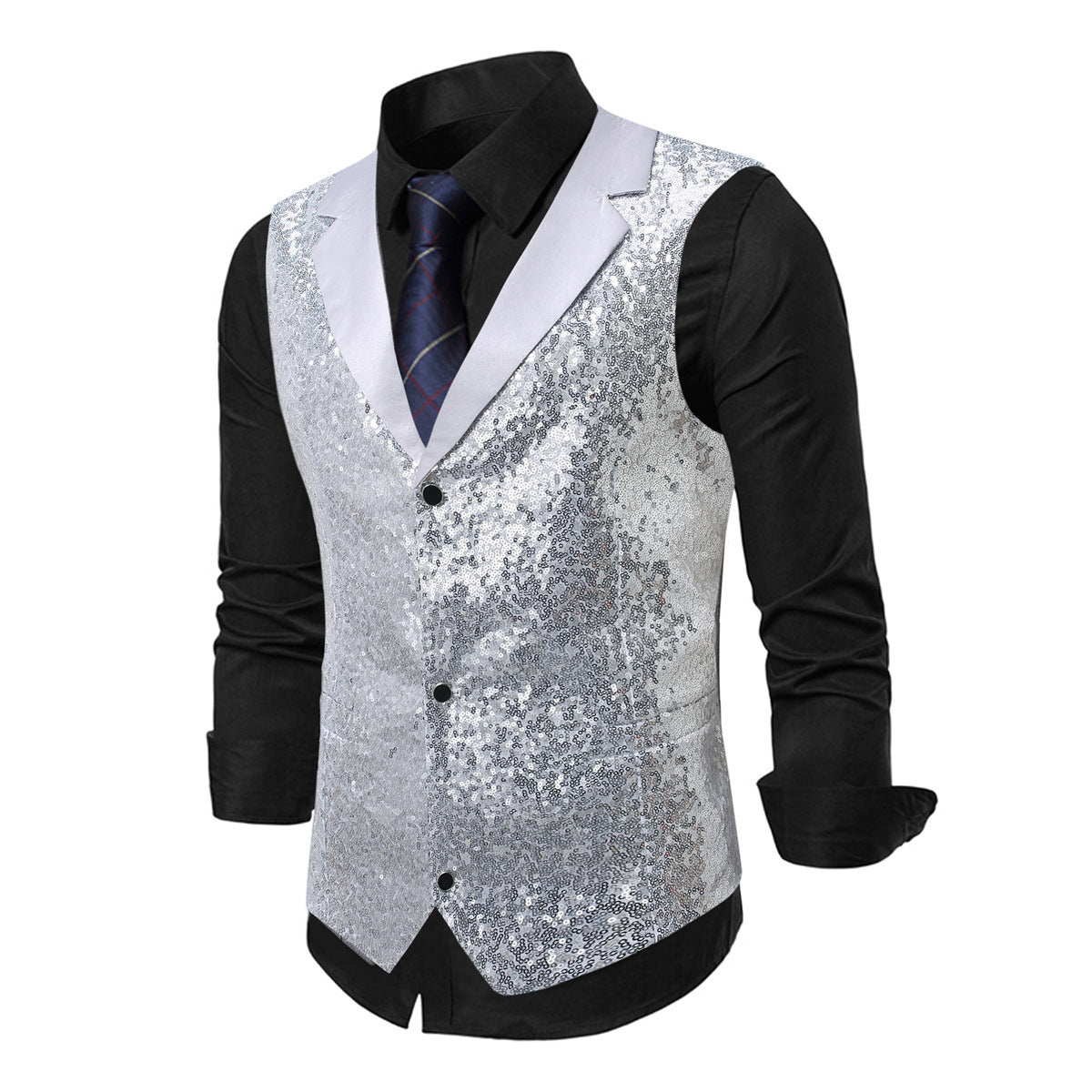 Herren Glitzernden Anzugweste mit Pailletten und klassischem Schnitt ModeGeist