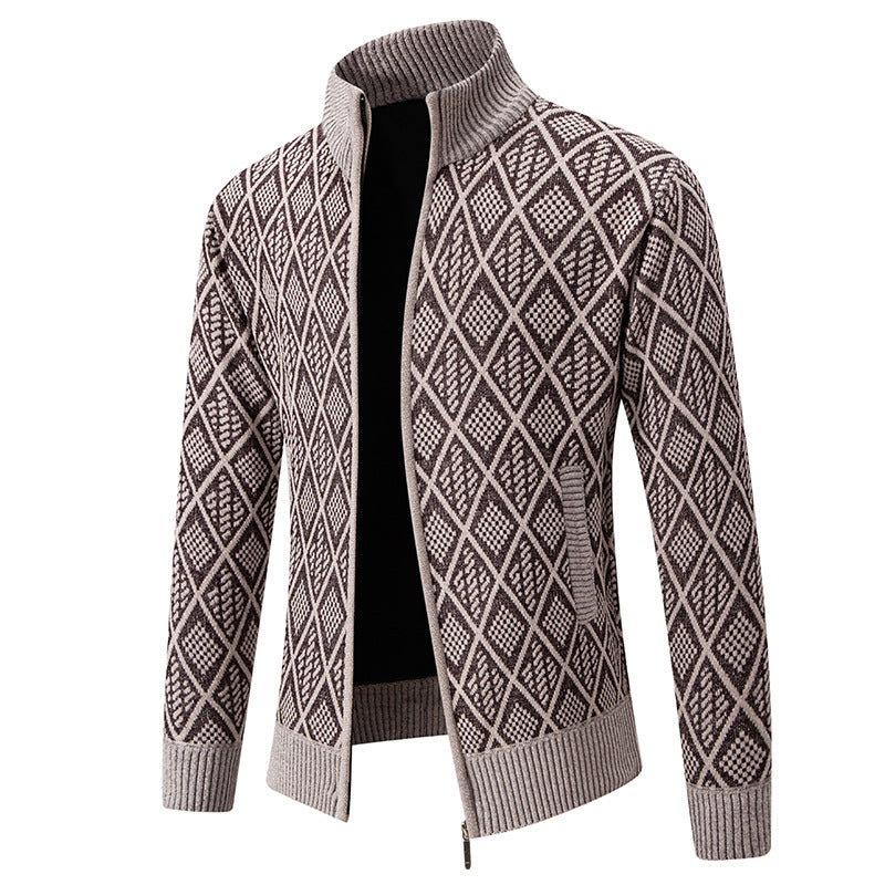 Herren Strickjacke mit strukturiertem Design und hohem Kragen ModeGeist