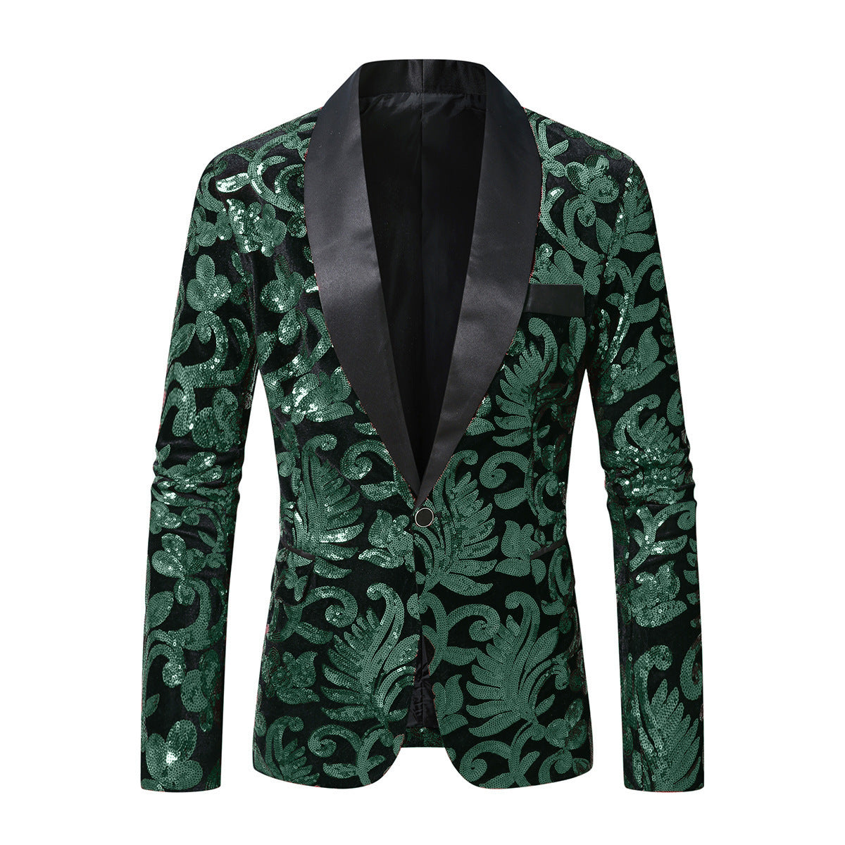 Herren glitzernder Anzugblazer mit floralen Paillettenmustern ModeGeist