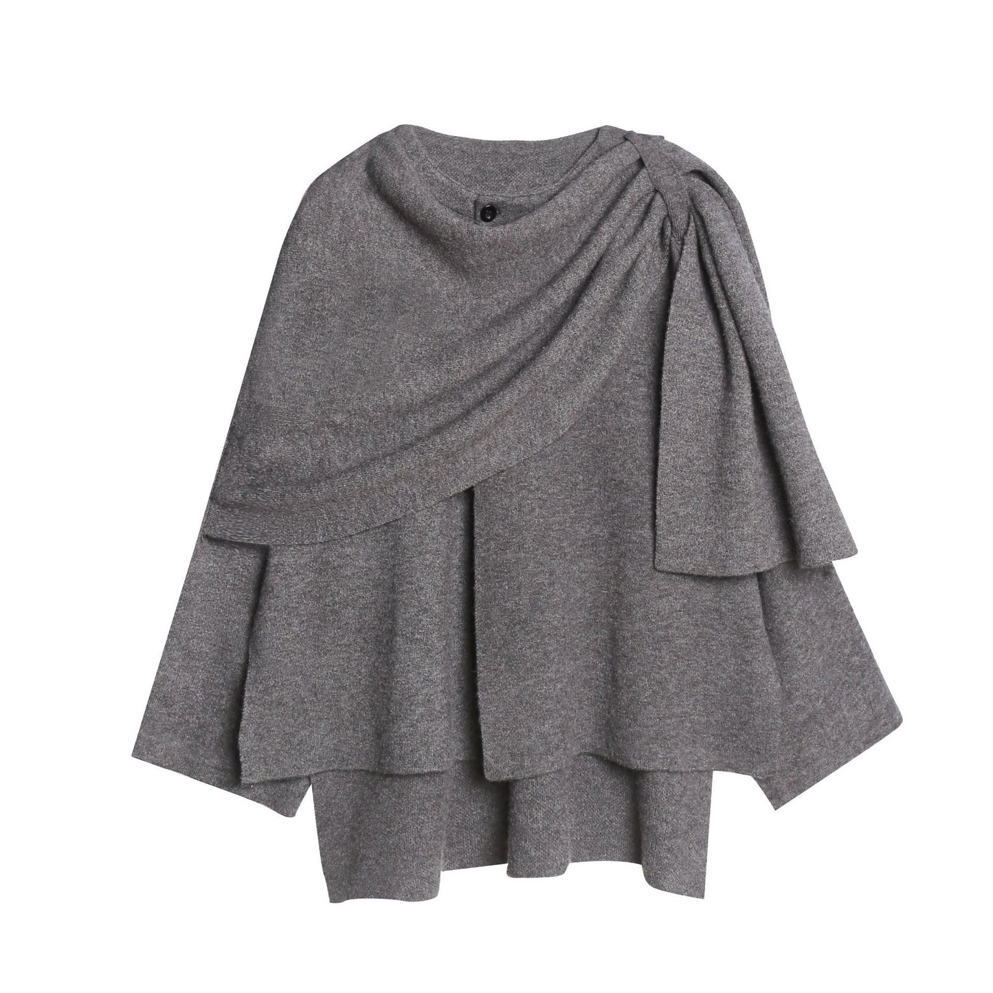Damen gemütlicher Strickponcho mit raffinierten Drapierungen ModeGeist