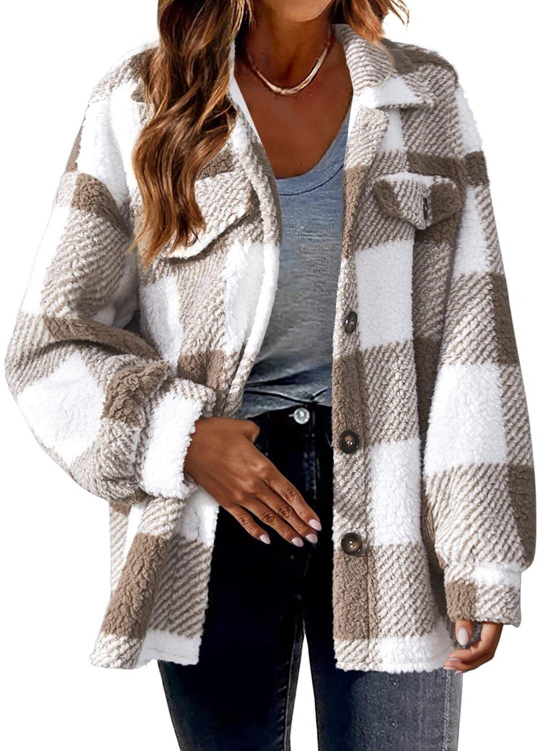 ModeGeist | Fleecejacke mit Karomuster Warm
