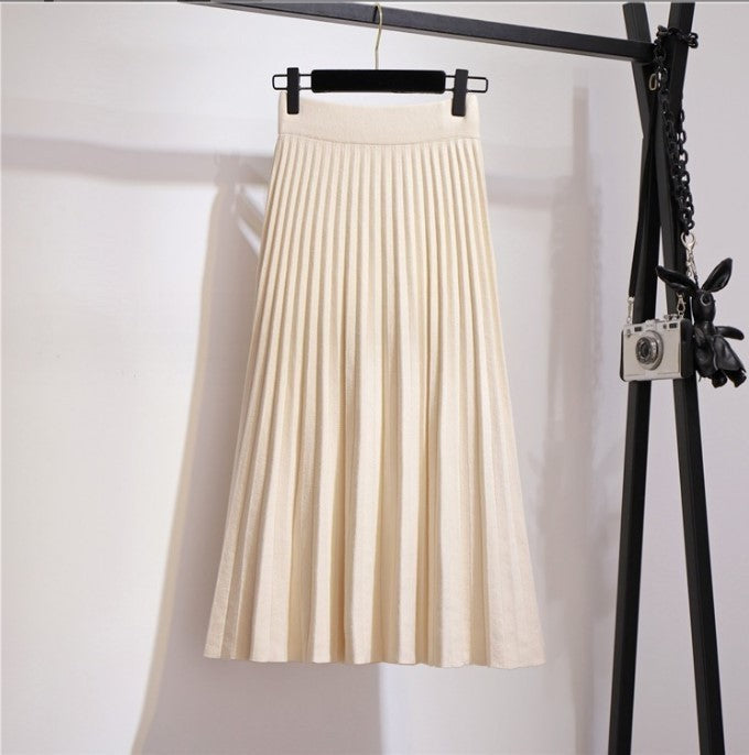 Damen Plissierter Maxi-Rock aus hochwertigem Strickstoff ModeGeist