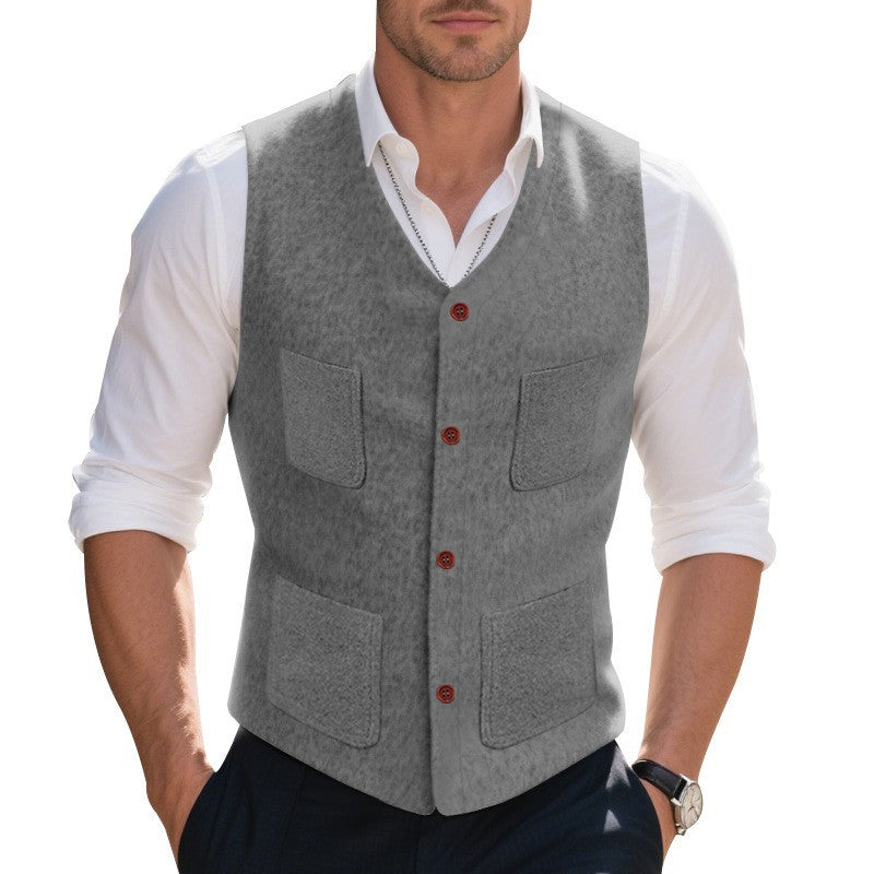 Herren Weste mit funktionalen Taschen und eleganten Knopfdetails ModeGeist