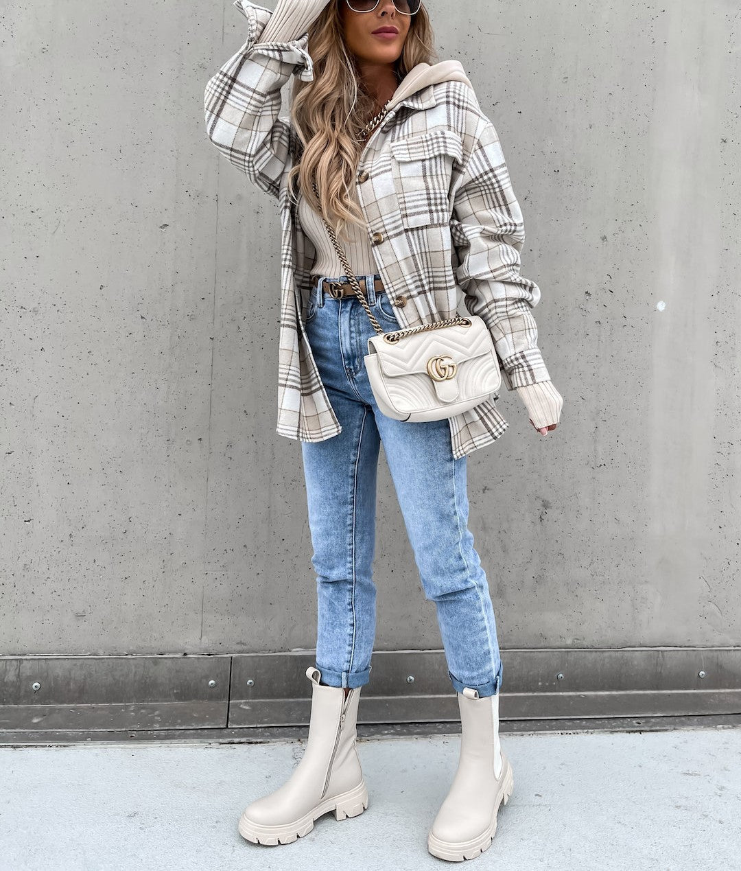 ModeGeist | Street Style Chic karierte Jacke mit Kapuze