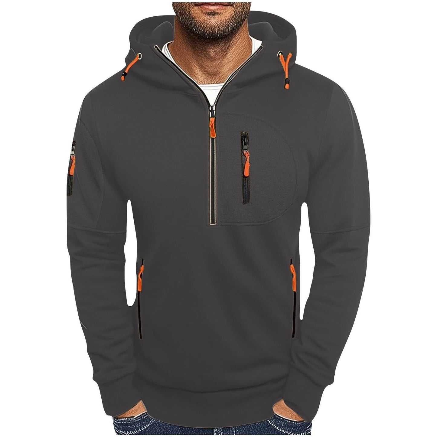 Herren funktionale Kapuzenjacke mit innovativem Halbreißverschluss ModeGeist
