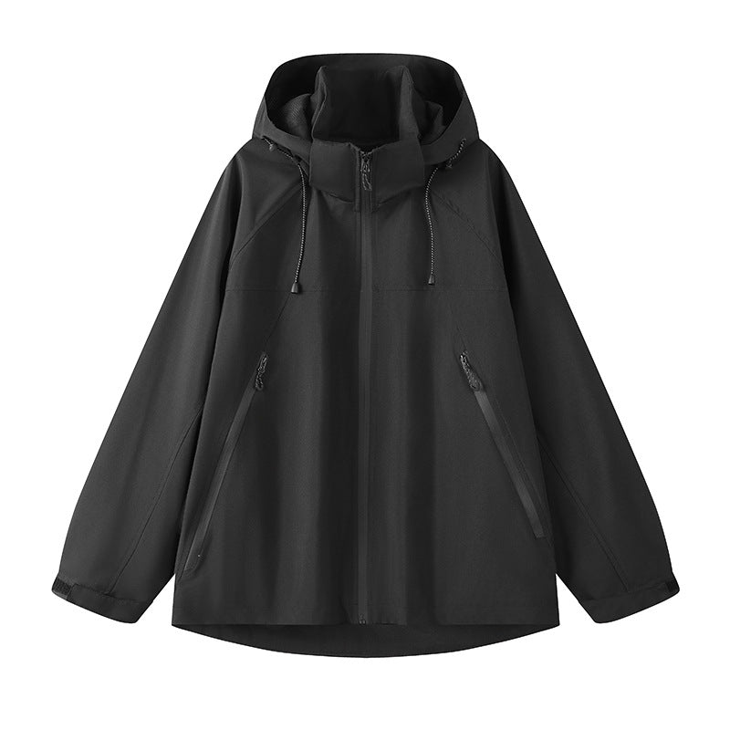 Damen technische Outdoor-Jacke mit verstellbarer Kapuze und funktionalen Reißverschlusstaschen ModeGeist