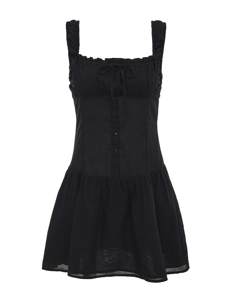 Damen Minikleid mit Rüschendetails und dekorativem Knoten ModeGeist