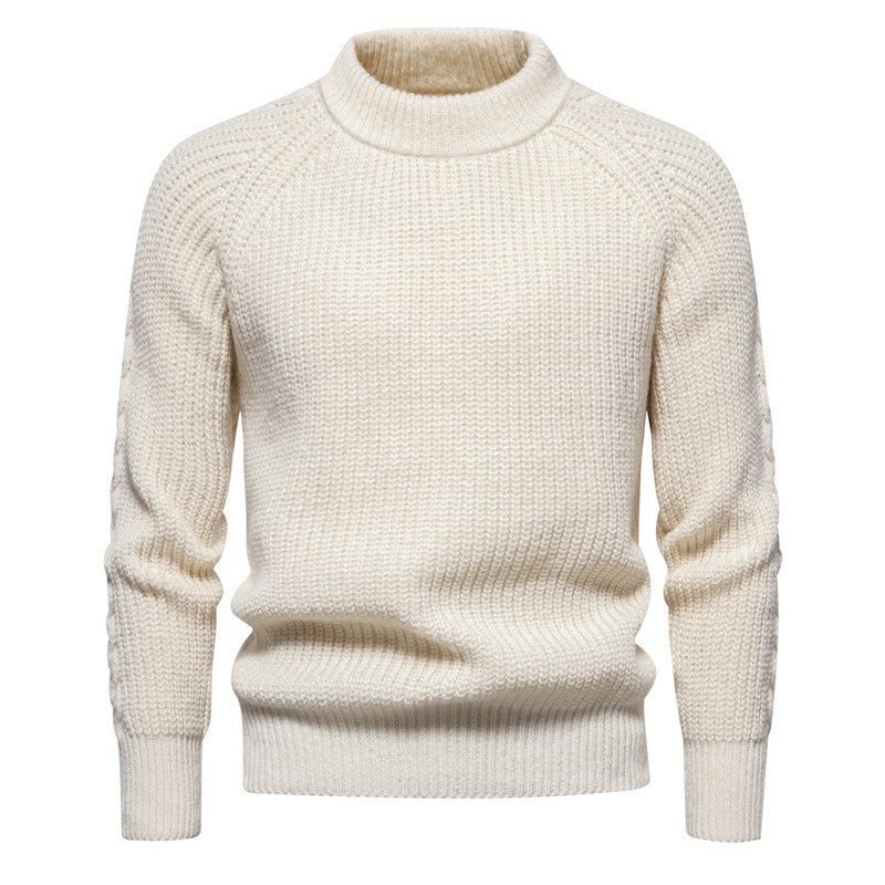 Herren Grobstrickpullover mit hohem Kragen und zeitlosem Design ModeGeist
