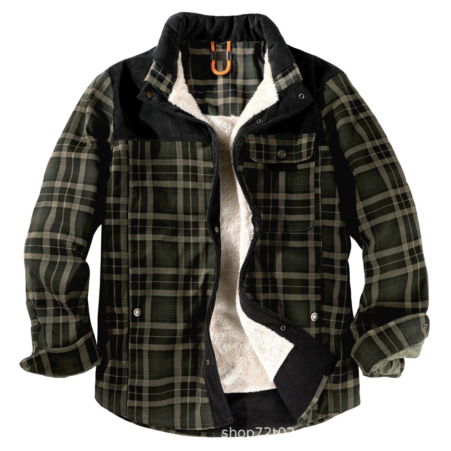 Herren gefütterte Karojacke mit Teddyfell-Hausschicht und praktischen Taschen ModeGeist
