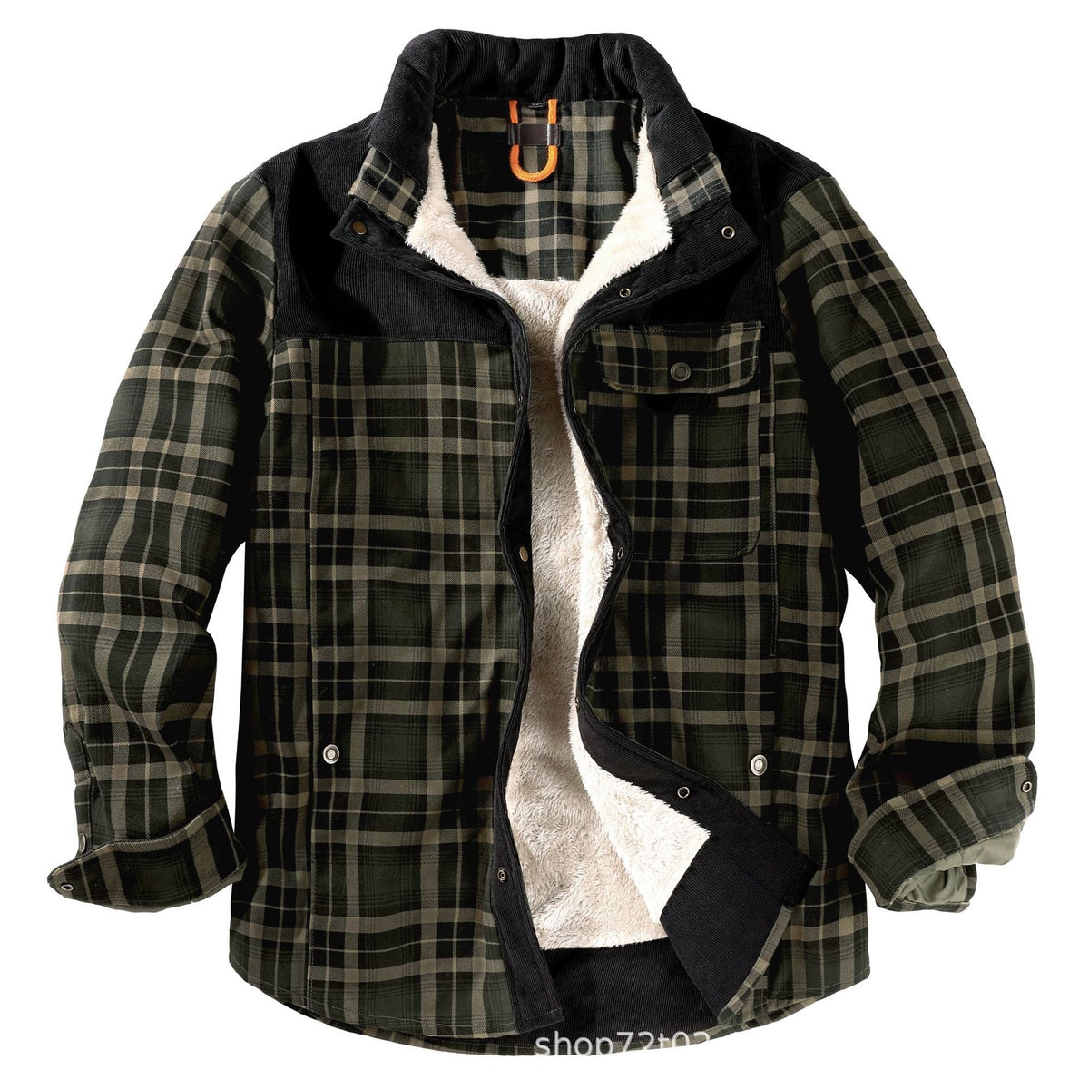 Herren gefütterte Karojacke mit Teddyfell-Hausschicht und praktischen Taschen ModeGeist