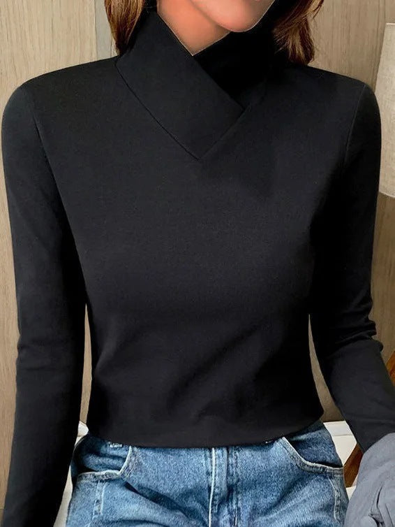 ModeGeist | Bluse mit Asymmetrischem Kragen Langarm-design Elegant und Modern