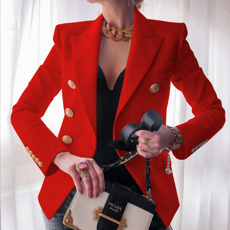 Damen Edler Blazer mit Goldknopf-Detail und klassischem Schnitt ModeGeist