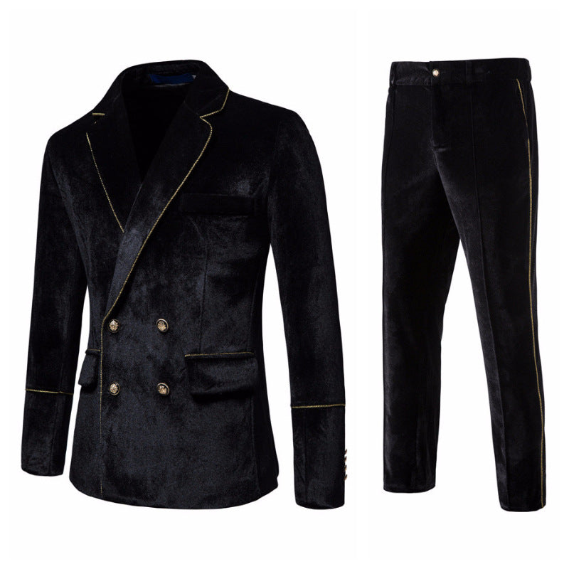 Herren elegantes Samtanzugset mit glänzendem Finish und modernem Schnitt ModeGeist