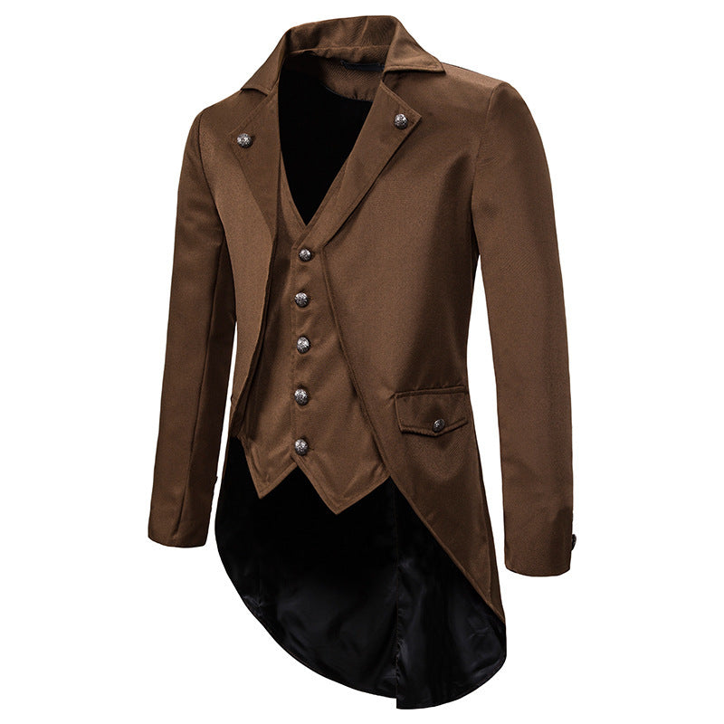Herren eleganter Steampunk-Sakko mit asymmetrischem Schnitt und edlen Details ModeGeist