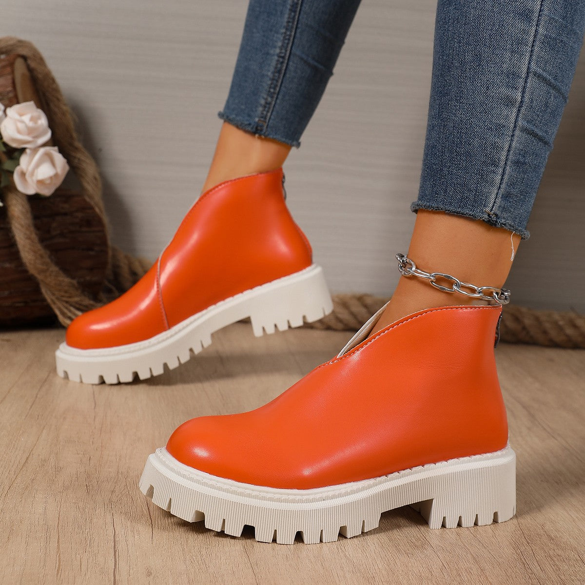 Damen Modische Chelsea-Boots mit trendigem Plateau und rutschfester Sohle ModeGeist