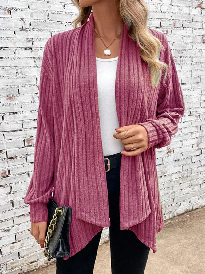 Damen lässiger Strickcardigan mit markantem Rippdesign ModeGeist